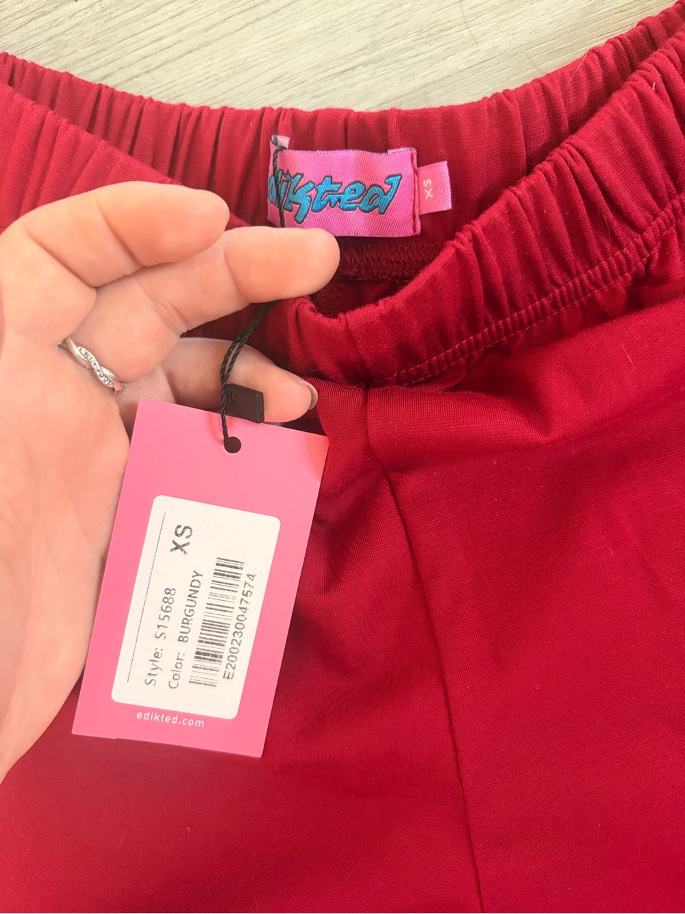 Edikted Kids Burgundy Elastic Waist Joggers